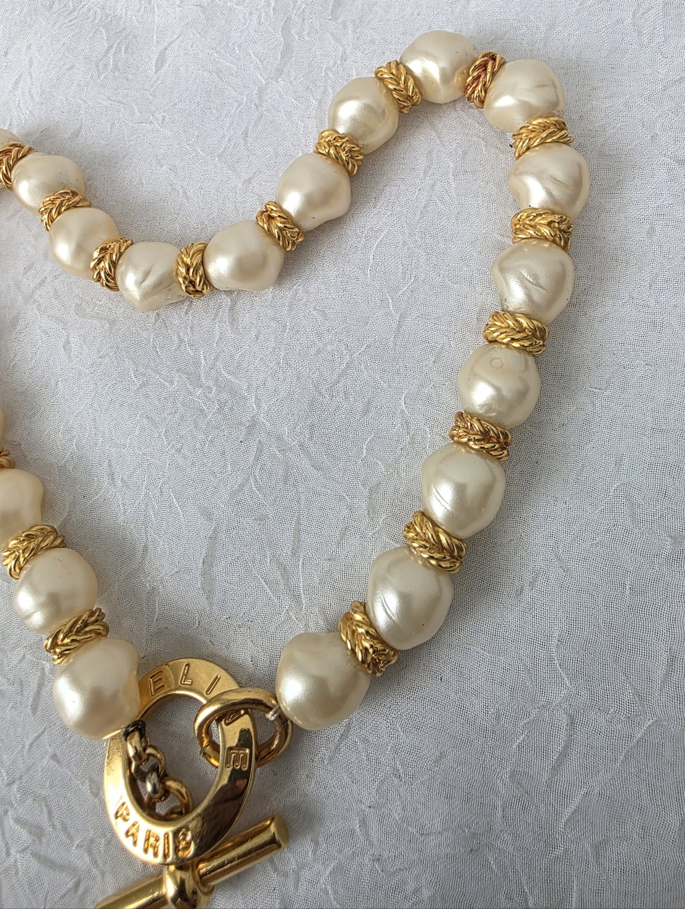 Auth Celine Paris Pearl Beaded Toggle Necklace - Picture 6 of 10